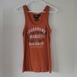 Harley Davidson orange ribbed tank top